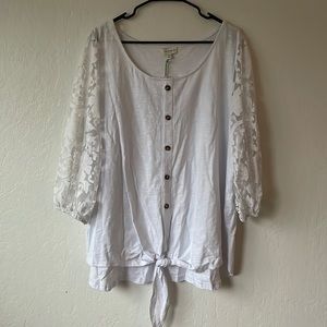 Plus Size Blouse with Lace Sleeves